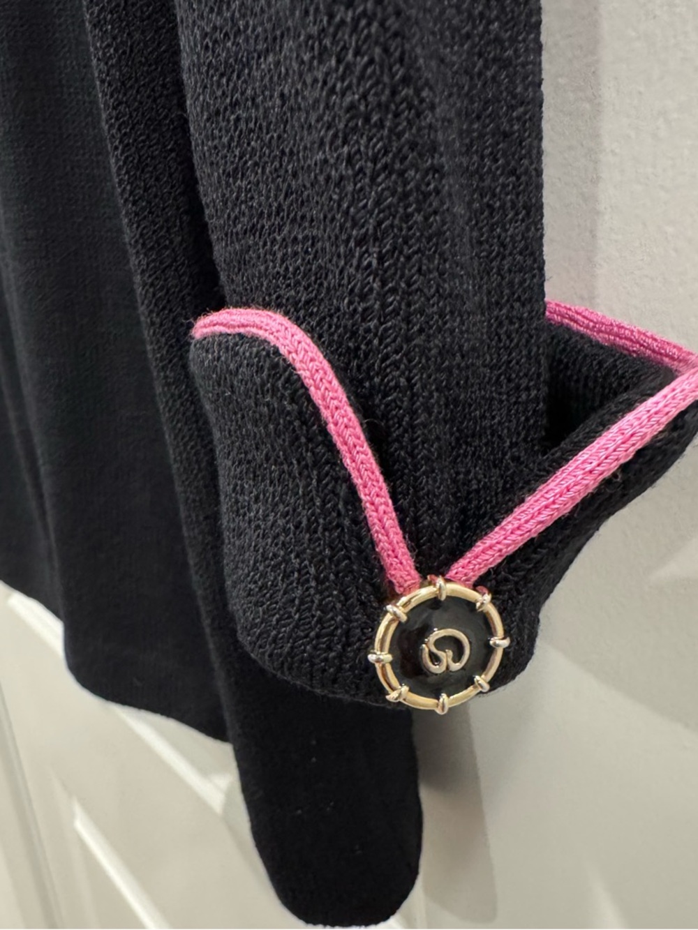 St. John Black Jacket with Pink Trim and Pink Sleeveless Top. 2 pieces. - Picture 7 of 14